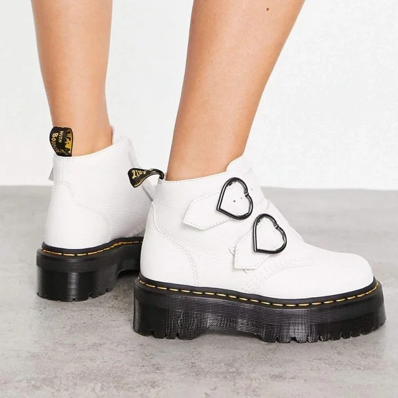 厚底✨ Dr.Martens デボンハート バレンタイン シボ 【38】 白 NEW Dr